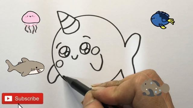 How To Draw A Cute Unicorn Whale | Easy | Bolalar Uchun Kit Rasm Chizish | Kawaii