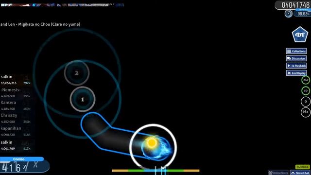 Osu! Kagamine Rin and Len - Migikata no Chou [Clare no yume] +DT 99.05% FC смотреть онлайн