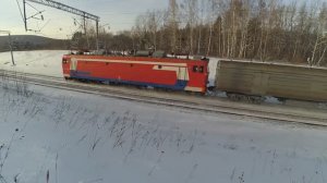 Пассажирские поезда РЖД на большой скорости в Сибири зимой | Железная дорога