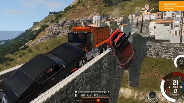 Plow truck smashes through 3 cars on a skinny bridge in Italy! смотреть онлайн
