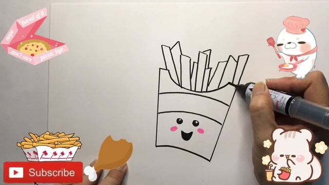 How To Draw Fries | Bolalar uchun kartoshka rasm chizish | рисование картофеля фри для детей смотреть онлайн