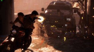 Побег на байке от БТР в Uncharted 4.
