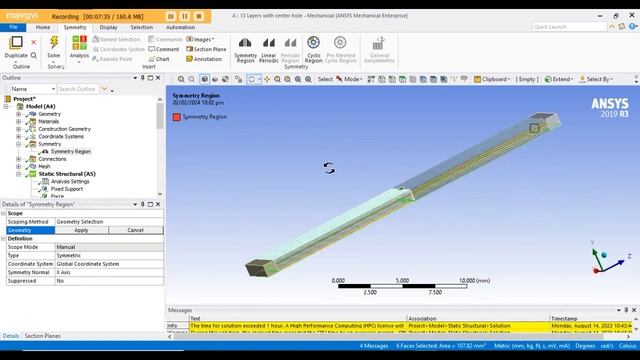 ANSYS Tutorial: Tensile Testing Stress Analysis of 3D Printed PLA Layers Sample. смотреть онлайн