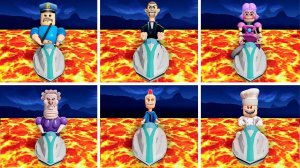 Все лава Morphs BARRY'S PRISON RUN! - Barry, Grumpy Gran, Siren Cop, Ani-Tron, Mr Funny, Papa Pizza