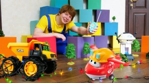 Игры в машинки для мальчиков. Грузовик запутался в проводах - Автомастерская Саши