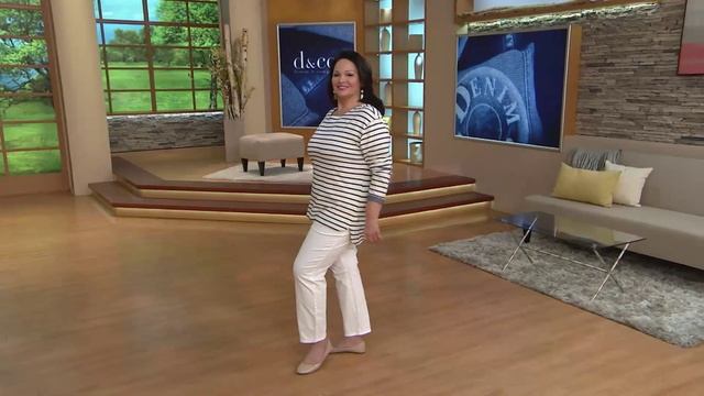 Denim & Co. Active Striped Long Sleeve Top w/ Chambray with Jacque Gonzales смотреть онлайн