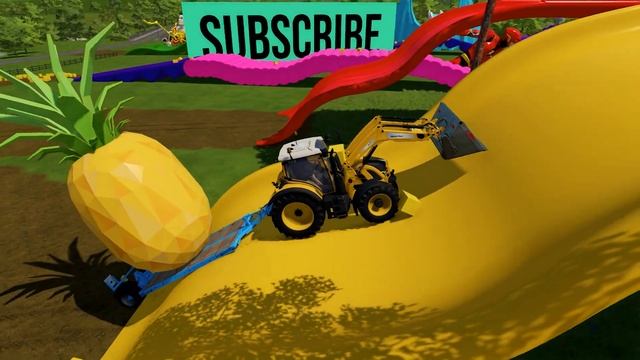 TRANSPORTING GIANT PINEAPPLES with COLORED FENDT TRACTORS - Farming Simulator 22 смотреть онлайн