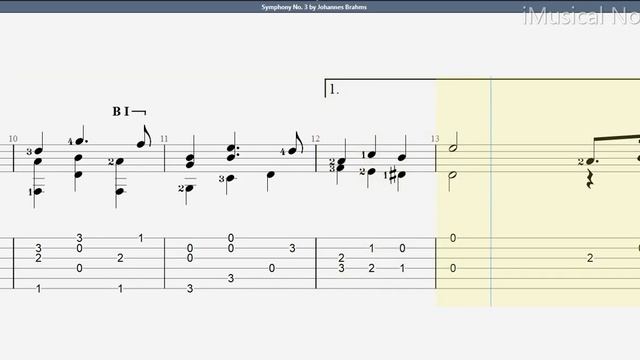 Guitar TAB - Johannes Brahms : Symphony No. 3 (1833-1897) | Tutorial Sheet Lesson #iMn смотреть онлайн