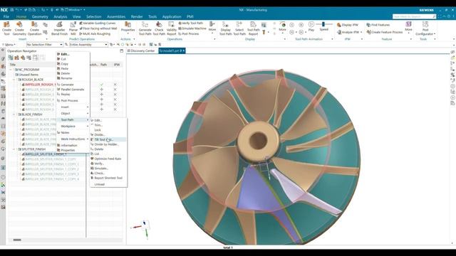 Siemens NX CAM - 5 Axis Milling Impeller with Machine Tool Simulation смотреть онлайн