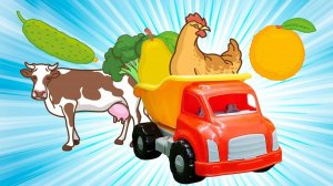 Учим животных и фрукты с грузовичком! Песенки на английском - Английский для детей