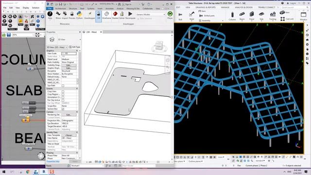 Revit export to Tekla by Grasshopper: Slab , Column, Beam смотреть онлайн