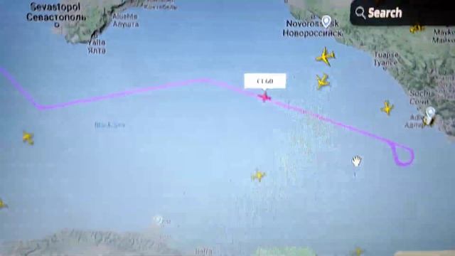 Bombardier Challenger 650 над акваторией Черного моря 9.12.2021