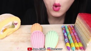 ASMR RAINBOW DESSERTS EDIBLE CRAYON 먹는 색연필 MUKBANG 먹방