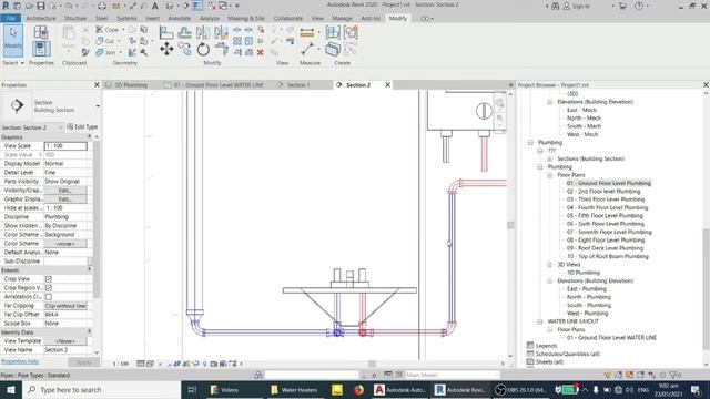 REVIT TUTORIAL HOW TO MAKE WATER LINE LAYOUT PART 25 смотреть онлайн