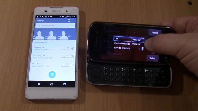 Incoming call & Outgoing call at the Same time Sony Xperia E5 + Nokia N97 смотреть онлайн