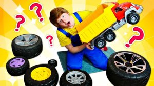 Колеса для грузовика. Видео про машинки для мальчиков. Чиним игрушки