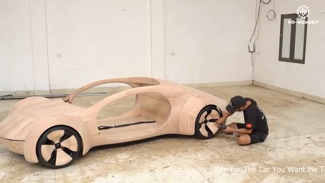 Машина из дерева. Полный процесс изготовления. Плюс, тест. смотреть онлайн