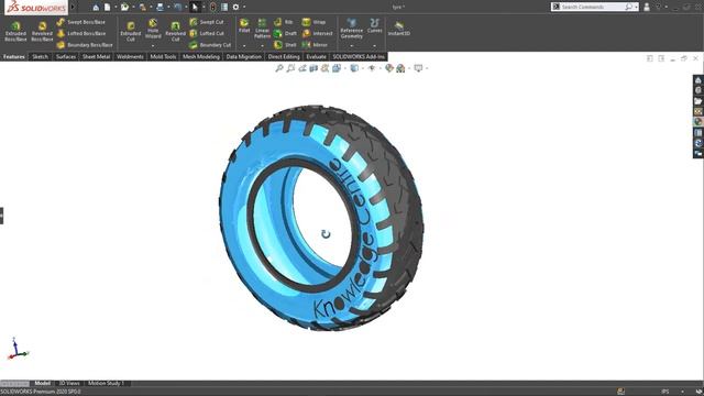 SAE BAJA Vehicle Tire 3D Model in Solidworks. смотреть онлайн