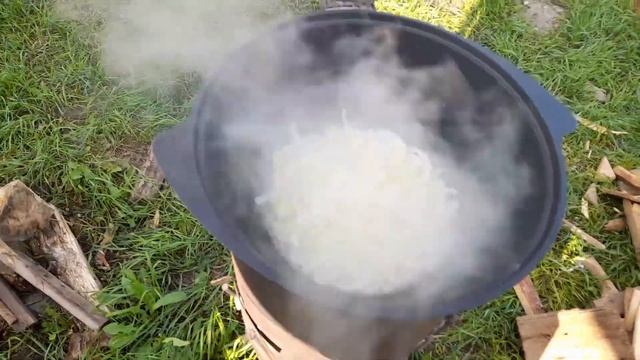 картошка с грибами на костре.