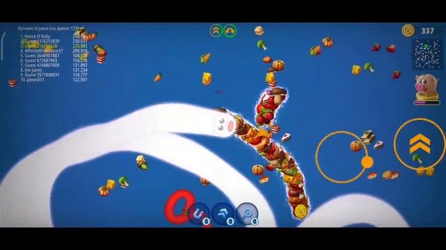Червячная зона .io – Прожорливый Червячок 1 место, Worms zone Voracious Worm 1 place смотреть онлайн