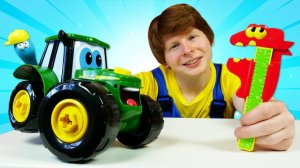 Трактор Джонни и перепутанные колеса. Видео про машинки для мальчиков. Автомастерская Саши