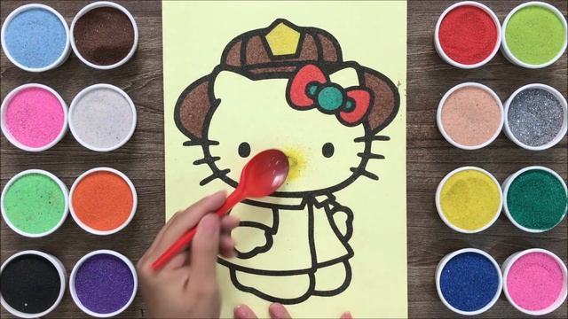 Tô màu tranh cát mèo Kitty đi dạo - Sand painting Hello Kitty take a walk (Chim Xinh channel) смотреть онлайн