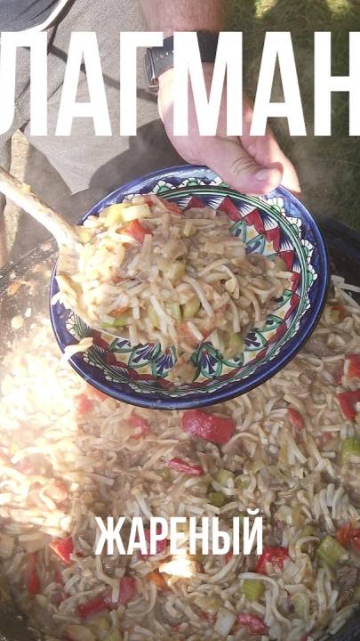 Жареный лагман в казане на костре. #казан  #говядина #лагман #рецепт #жареныйлагман #еда