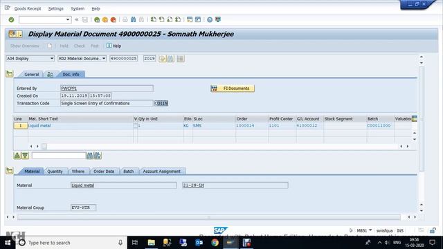 Material Document List - MB51 - SAP S/4 HANA смотреть онлайн