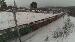 Камера под грузовым поездом РЖД зимой в Сибири | Железная дорога в России