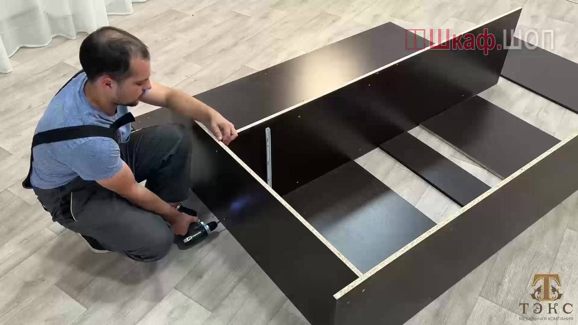 Распашной шкаф Лагуна с зеркалом, сборка ШкафШоп смотреть онлайн