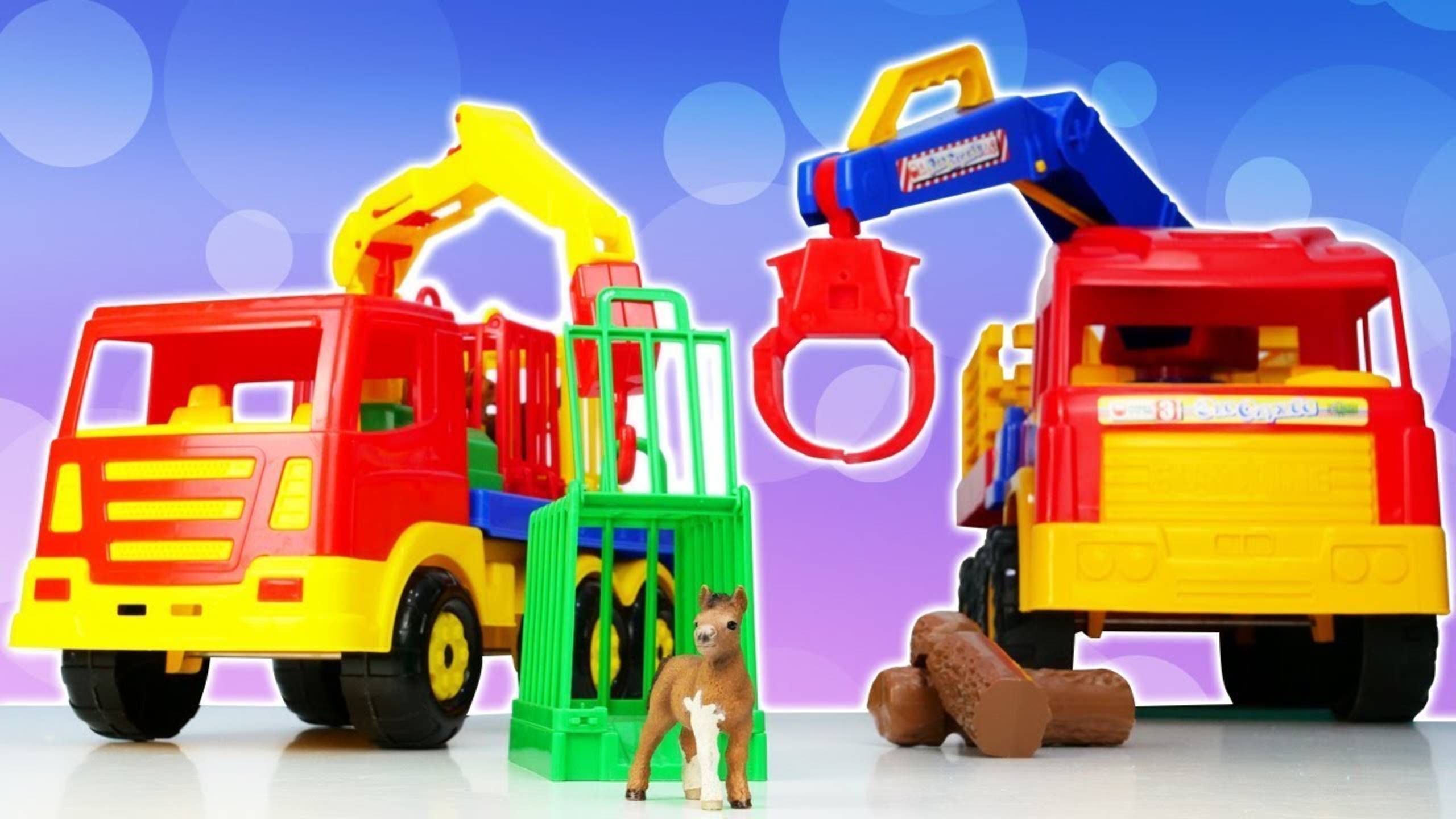 Машинки-помощники — Развивающее видео и видео для малышей — Игрушечные животные. Строим загон смотреть онлайн