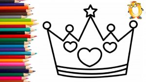 Мультик - раскраска для детей КОРОНА ПРИНЦЕССЫ. Учимся как просто нарисовать КОРОНУ // ОБУЧАШКА ТВ