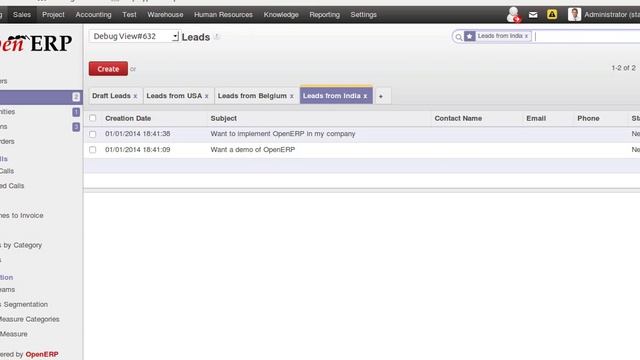 OpenERP rolled out multi tab tree view. смотреть онлайн