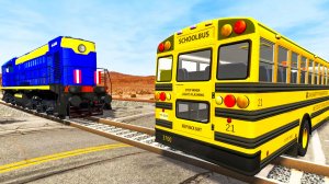 АВТОМОБИЛИ VS РЕЛЬСОВ И ПОЕЗДОВ 😱|BeamNG.Drive|Бемиджи Драйв