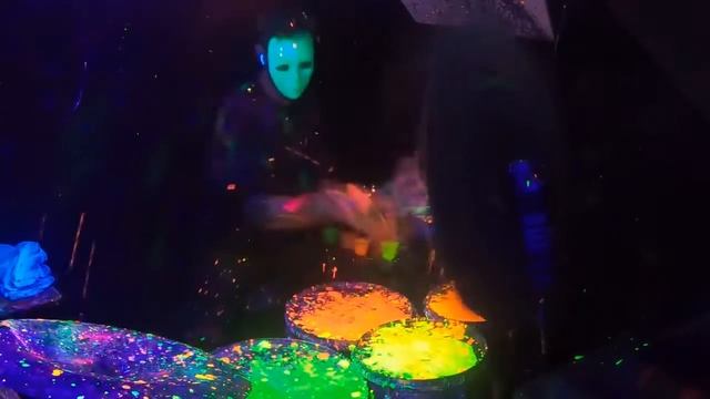 Fluorescent Acrylic Pour/spin/drum On Canvas - Mortal Combat Tribute Art