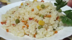 Рассыпчатый рис с овощами. Постное блюдо.