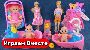 Играем в БАРБИ ! Кукольный ДОМИК БАРБИ ! ГАРДЕРОБ куклы БАРБИ ! Ребёнок Барби ! Видео для детей