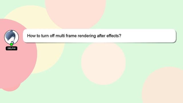 How to turn off multi frame rendering after effects? смотреть онлайн
