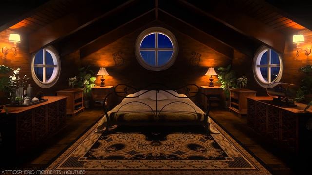 🌧️ Cozy Attic Rain Ambience | Rain and Thunder sounds for Relaxation, Sleep смотреть онлайн