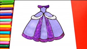 Как нарисовать и раскрасить платье принцессы с помощью блестящих рисунков принцессы