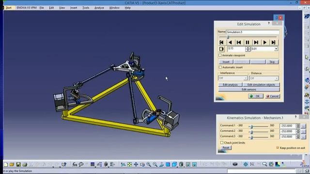 Simulation of reconfigurable 3 RUU Parallel manipulator in CATIA V5 смотреть онлайн