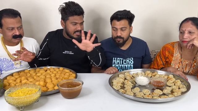 100 PANI PURI Vs 50 MOMOS EATING CHALLENGE | FAMILY FOOD COMPETITION (Ep-531) смотреть онлайн