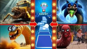 ПОЖИРАТЕЛЬ ГОЛОВ ШКОЛЬНОГО АВТОБУСА!🆚Звуковая голова🆚КИБЕР-ЧЕРВЬ🆚Вращающийся ЧЕРВЯК-ПАУК