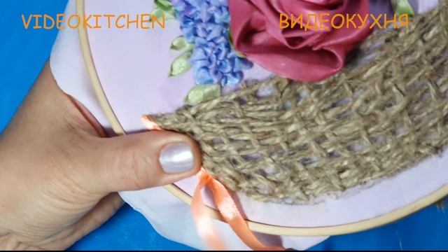 Вышиваем корзину джутовым шпагатом. We embroider the basket with jute twine. смотреть онлайн