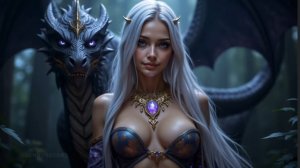 Красивая девушка и дракон, история от AI