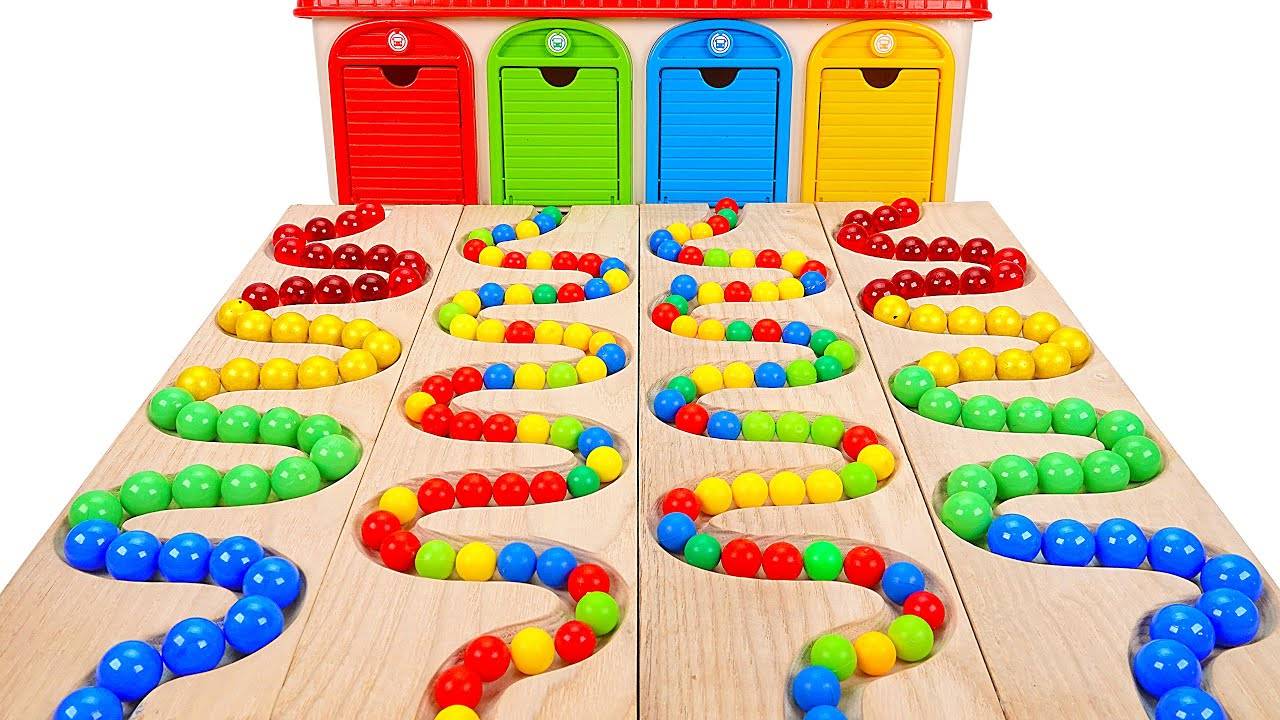 Шарики катаются с горки. Мультик про машинки, веселый мультик, смотреть мультик.АСМР для сна, ASMR смотреть онлайн