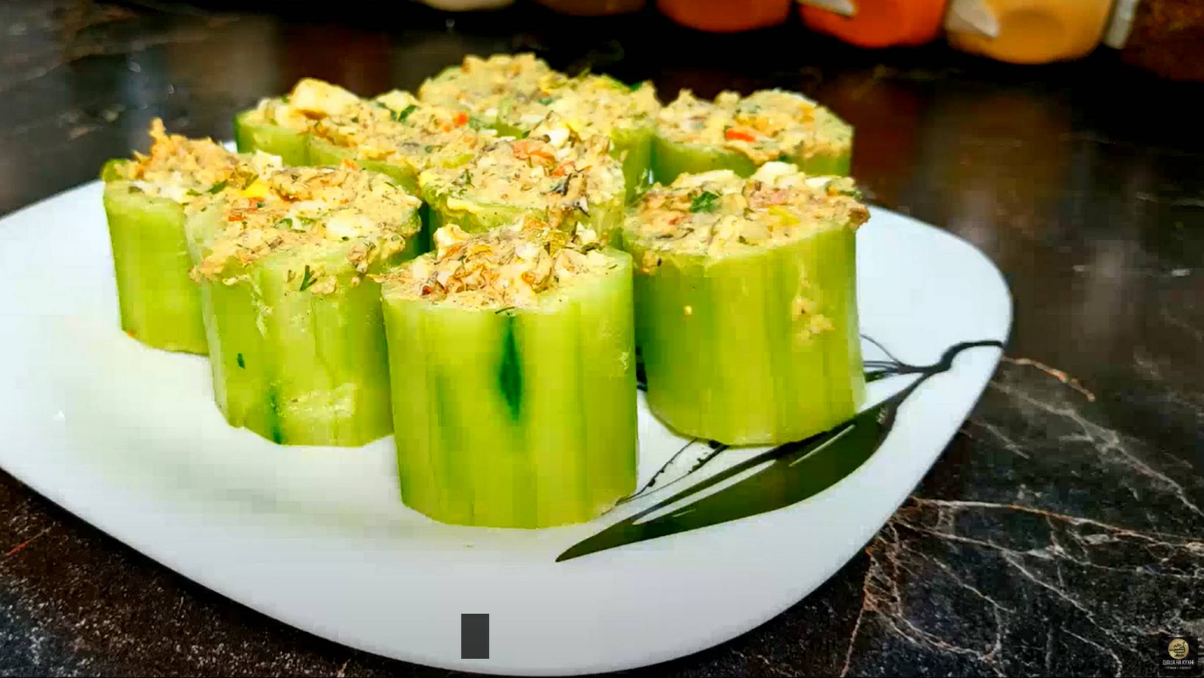 Фаршированные огурцы. Рецепт закуски со шпротами. смотреть онлайн