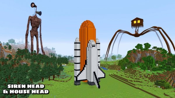 ВЫЖИВАНИЕ С ПОМОЩЬЮ КОМБИНАЦИИ ГОЛОВЫ ДОМА И ГОЛОВЫ СИРЕНЫ в Майнкрафте (#Minecraft)