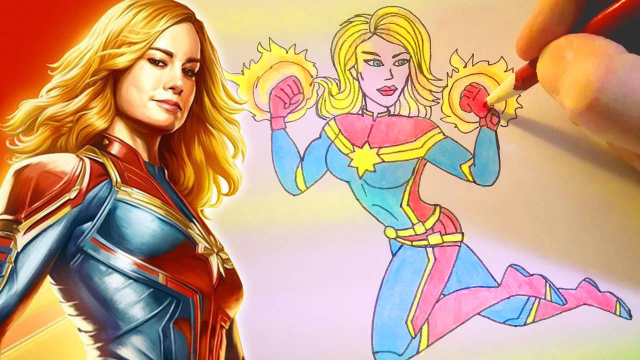 Как нарисовать Капитана Марвел из комиксов