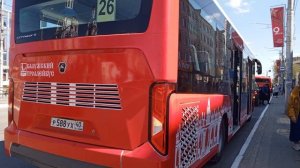 Паз ситимакс 9 №Р588УХ 40 прибыл и отправился с остановки по маршруту 26